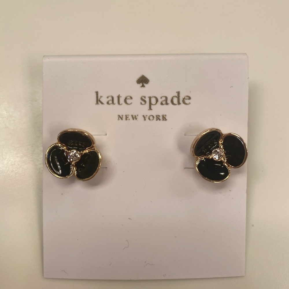 Kate Spade Disco Pansy Black Studs - Picture 2 of 4